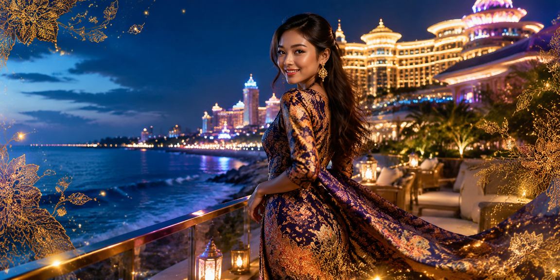 Proses deposit dengan corak batik tradisional Malaysia di Genting Highlands